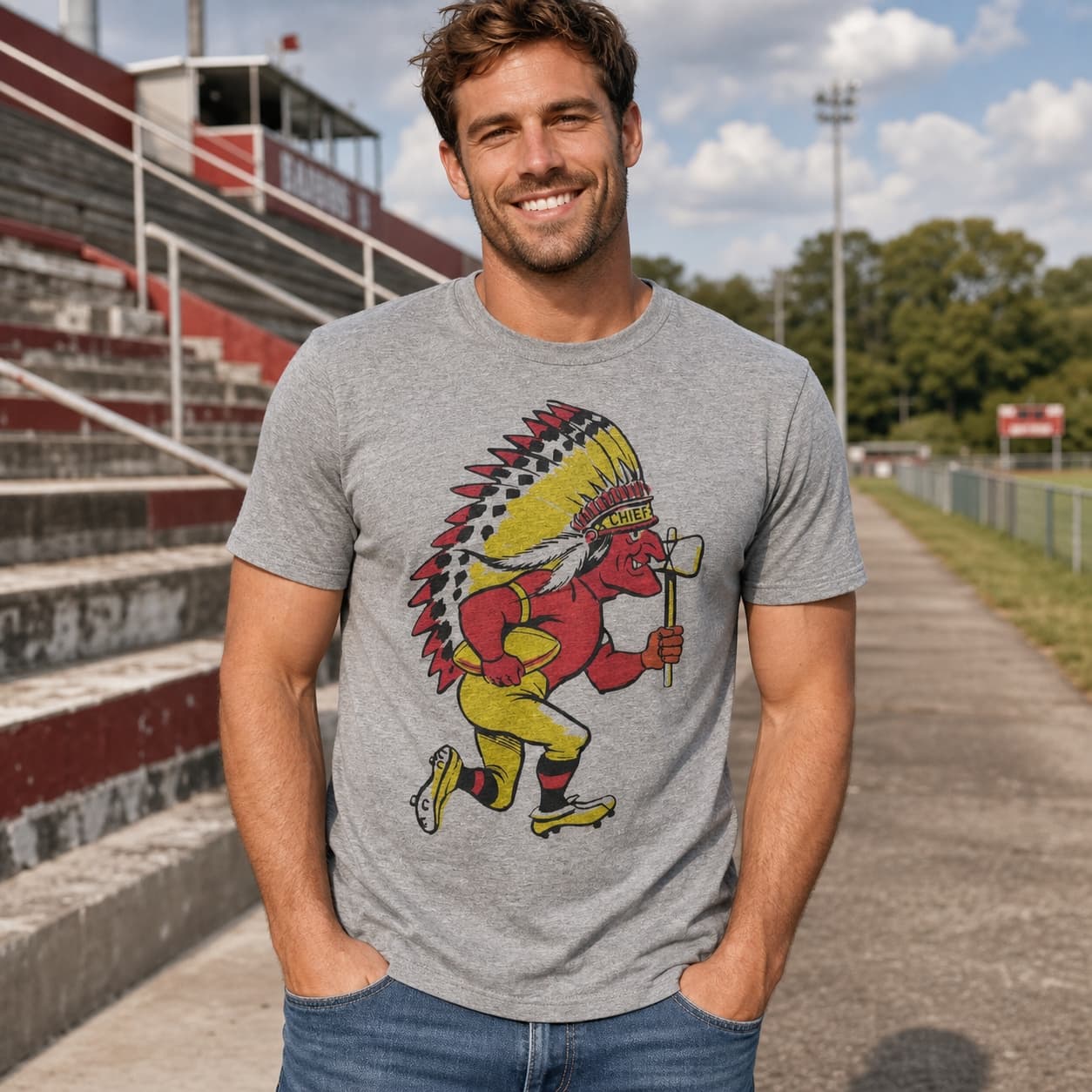 Kansas City Chiefs Retro Football 1963 Artwork Heather T-Shirt