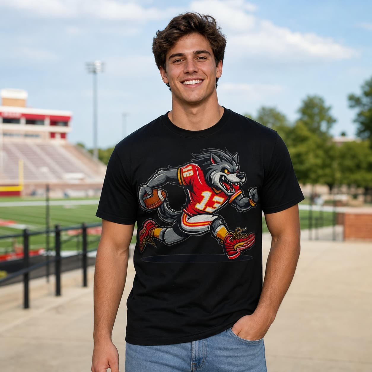 Kansas City Chiefs Retro Football Mascot Artwork Shirt