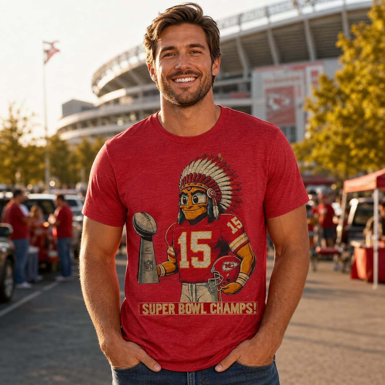Kansas City Chiefs Retro Super Bowl Champs Football #15 Artwork Shirt