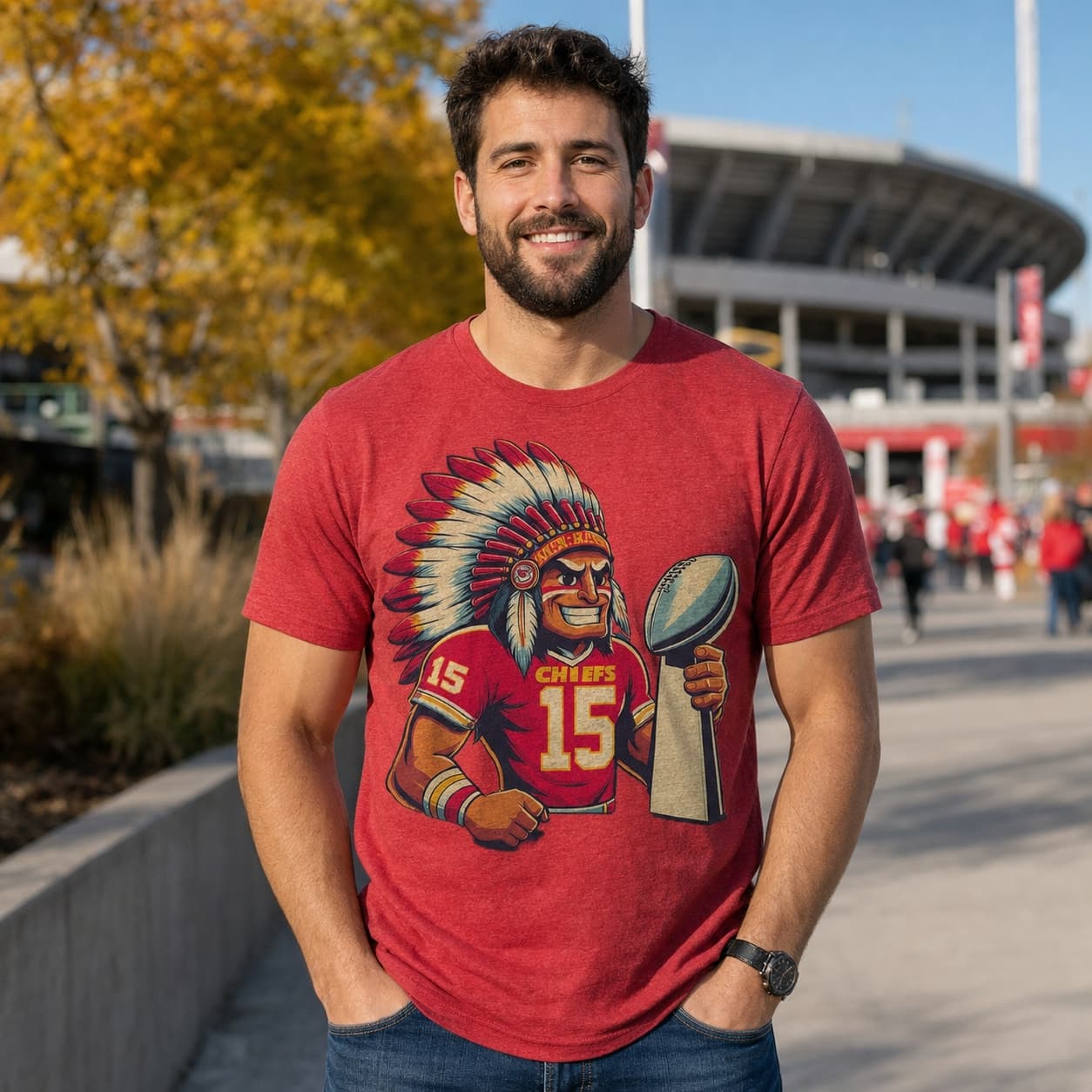 Kansas City Chiefs Retro Super Bowl Champs Football Mascot Artwork Shirt