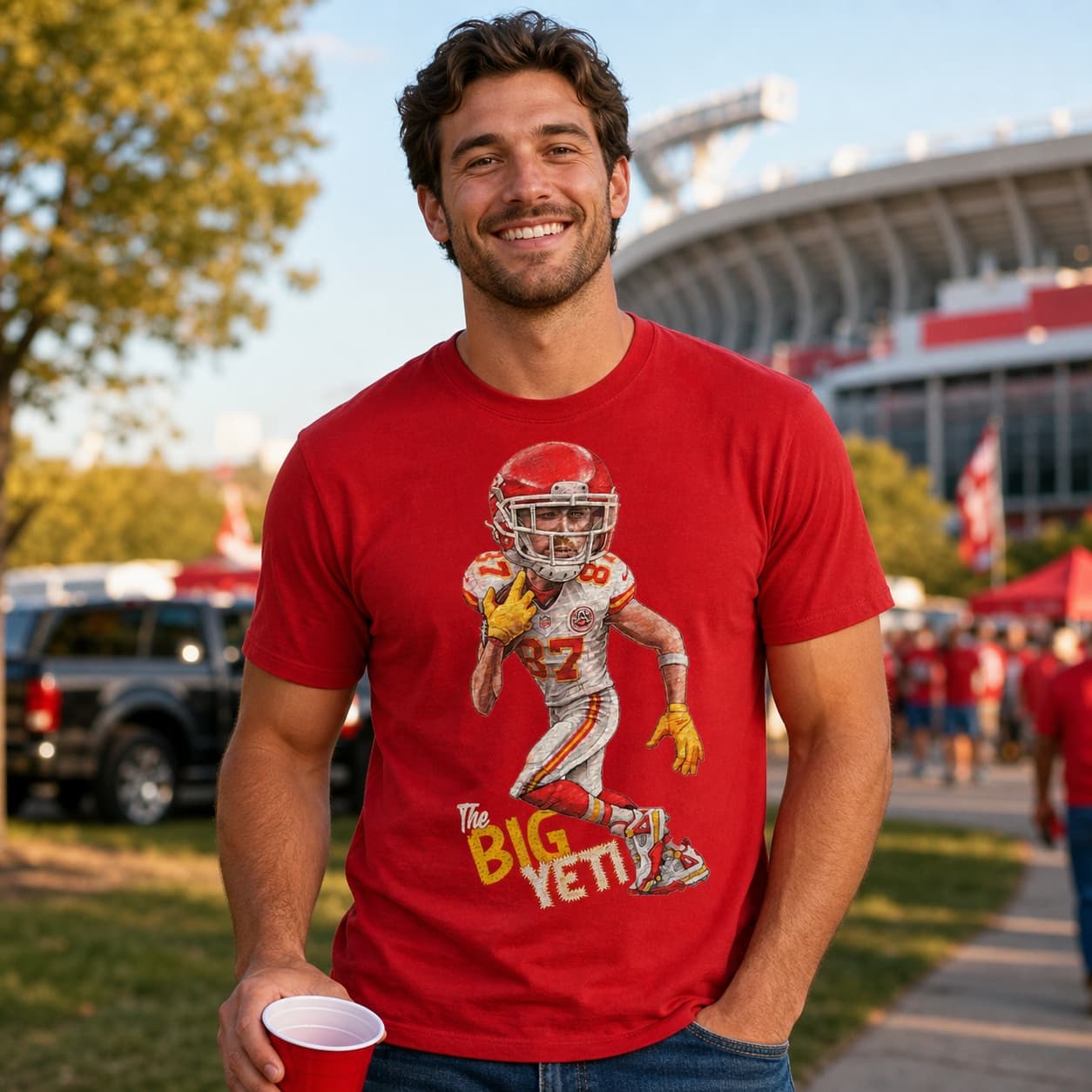 Kansas City Chiefs Retro Travis Big Yeti Kelce Football Artwork Shirt