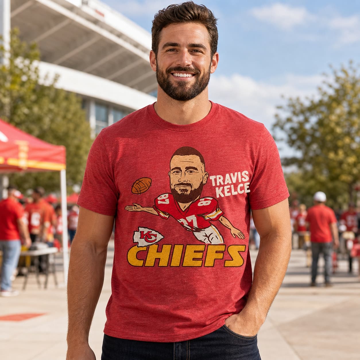 Kansas City Chiefs Retro Travis Kelce Football Artwork Shirt