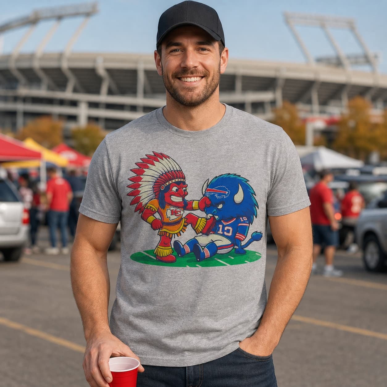Kansas City Chiefs vs. Buffalo Bills Retro Rivalry Football Artwork Shirt