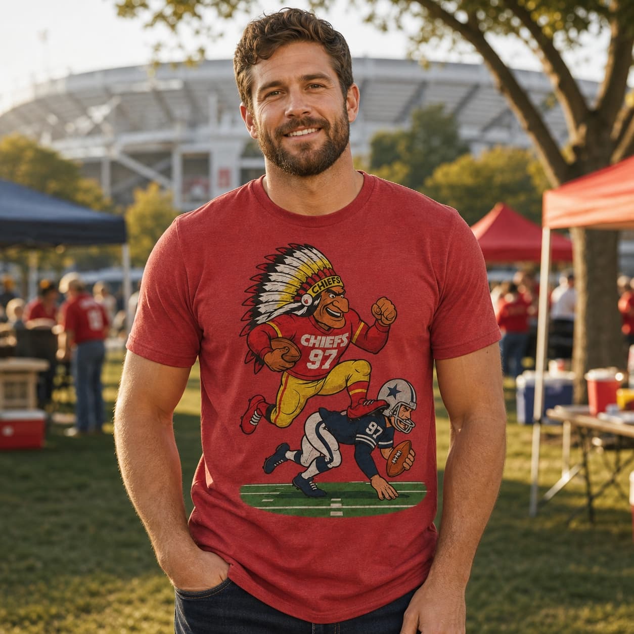 Kansas City Chiefs vs. Dallas Cowboys Thanksgiving Retro Rivalries Football Artwork Shirt
