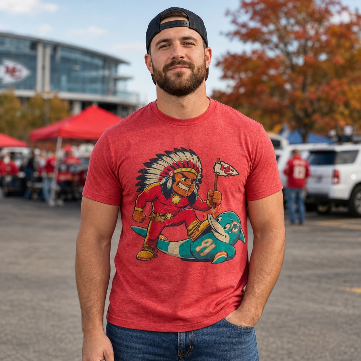 Kansas City Chiefs vs. Miami Dolphins Retro Rivalry Football Mascot 1983 Artwork Shirt