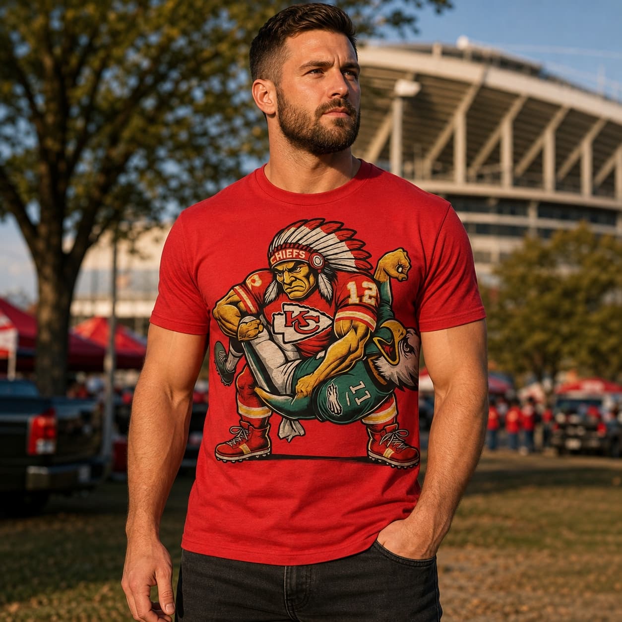 Kansas City Chiefs vs. Philadelphia Eagles Exclusive Retro Rivalries Football Fight Artwork Shirt