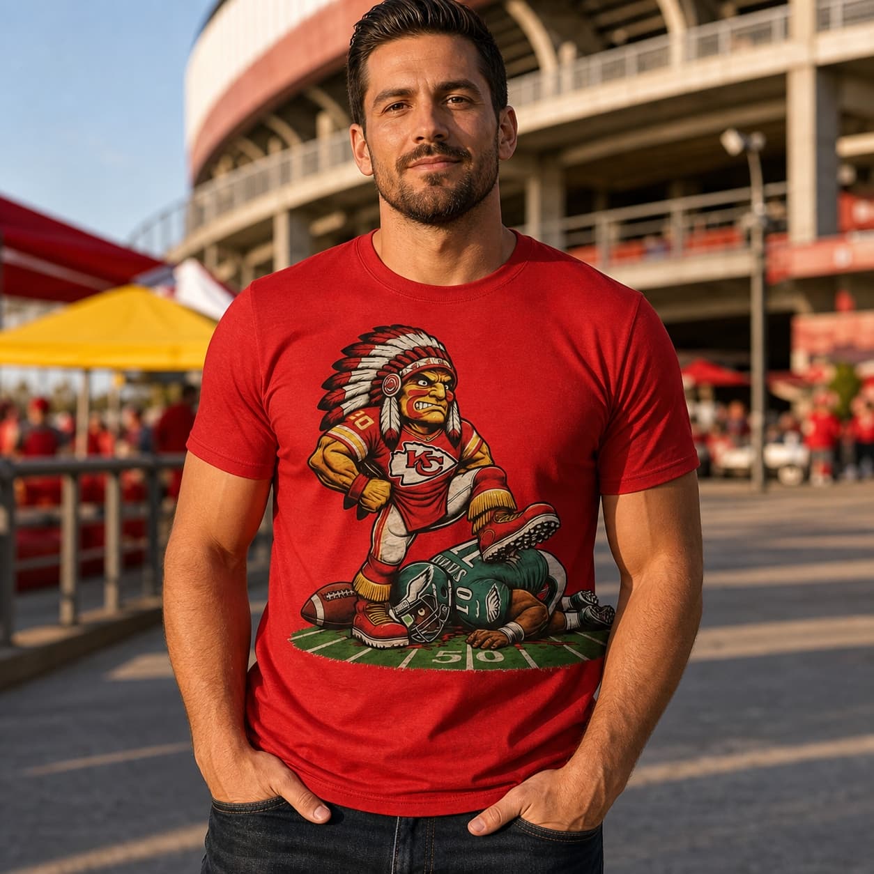 Kansas City Chiefs vs. Philadelphia Eagles Exclusive Retro Rivalries Football Stomp Artwork Shirt