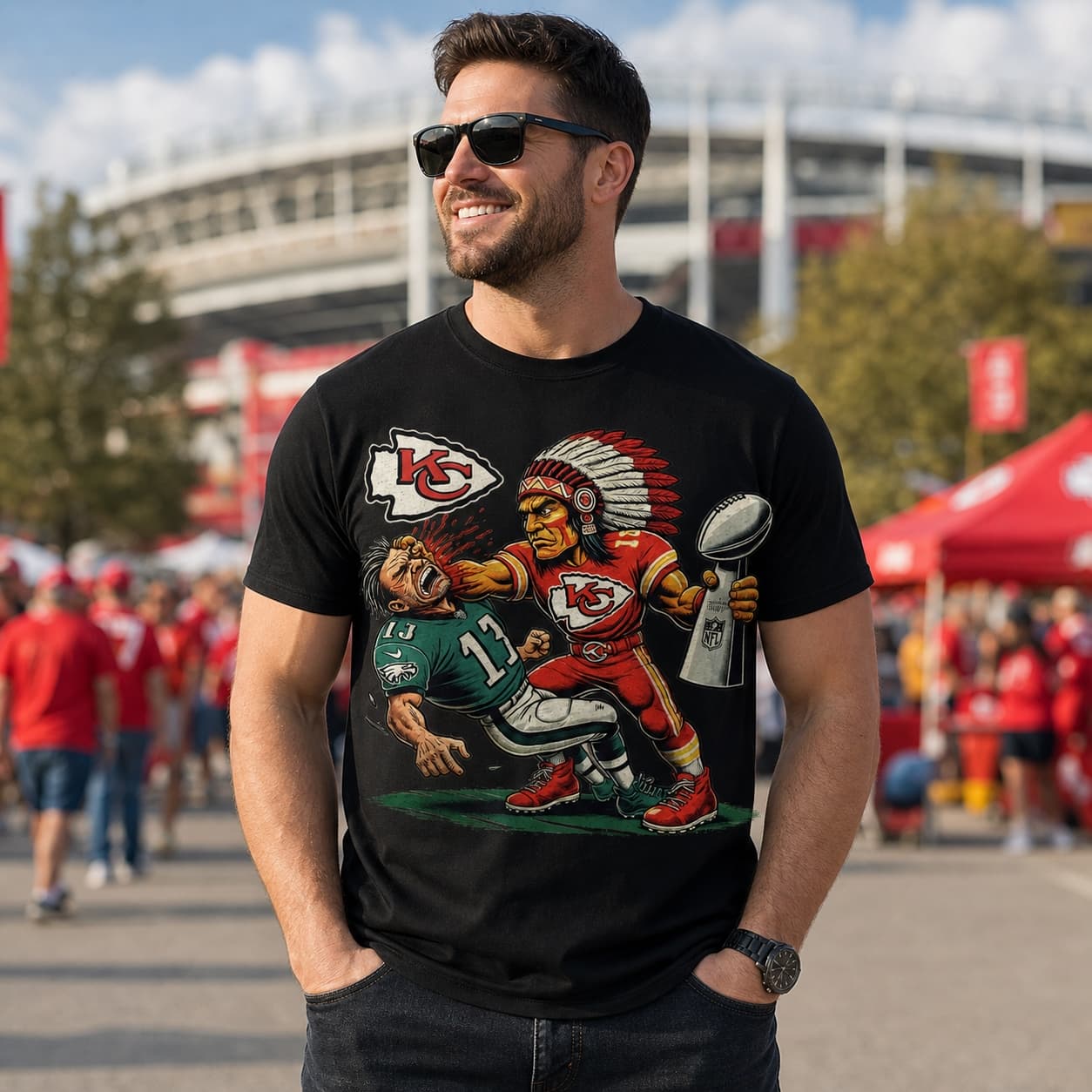 Kansas City Chiefs vs. Philadelphia Eagles Exclusive Retro Rivalries Football Super Bowl Champions Artwork Shirt