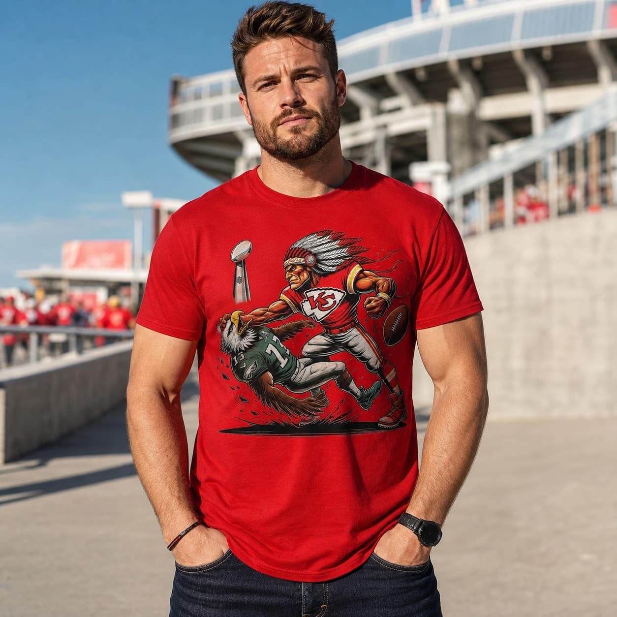 Kansas City Chiefs vs. Philadelphia Eagles Exclusive Retro Rivalries Football Super Bowl Championship Artwork Shirt