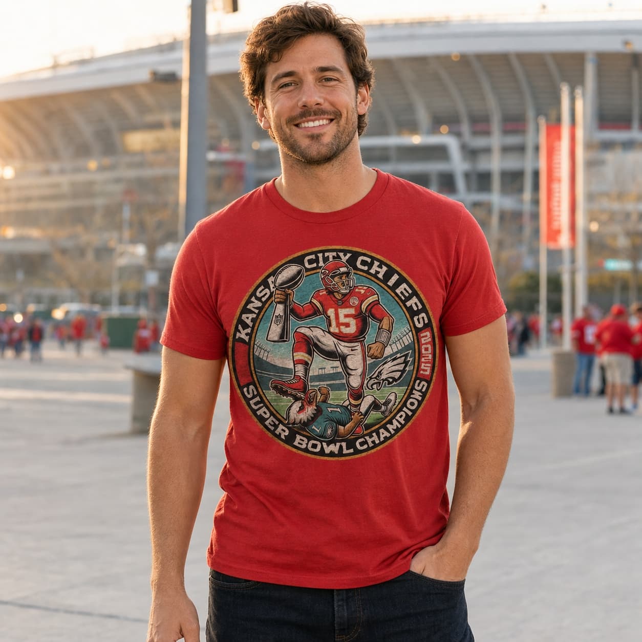 Kansas City Chiefs vs. Philadelphia Eagles Exclusive Retro Rivalries Football Super Bowl Champs Artwork Shirt