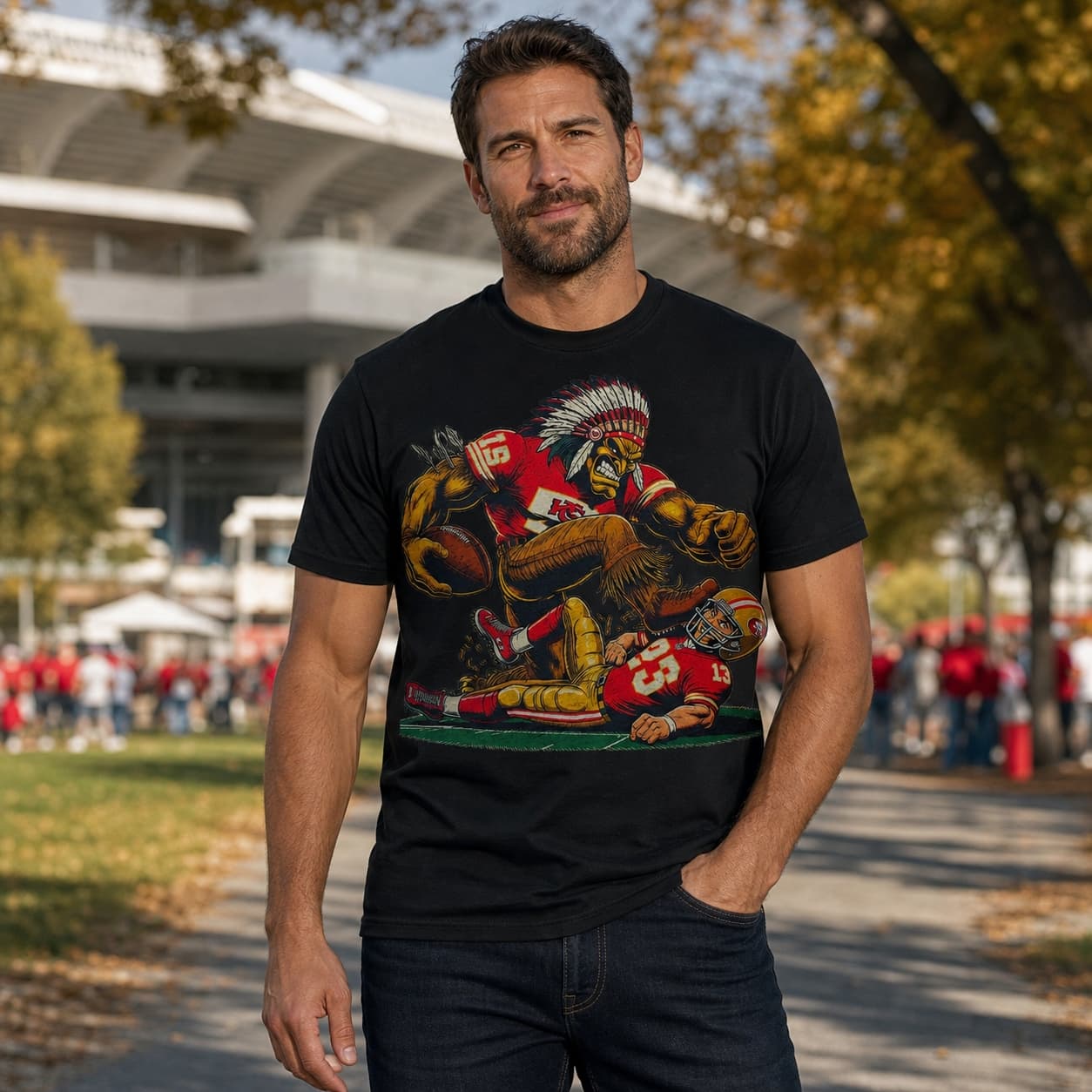 Kansas City Chiefs vs. San Francisco 49ers Retro Rivalry Football Artwork Shirt
