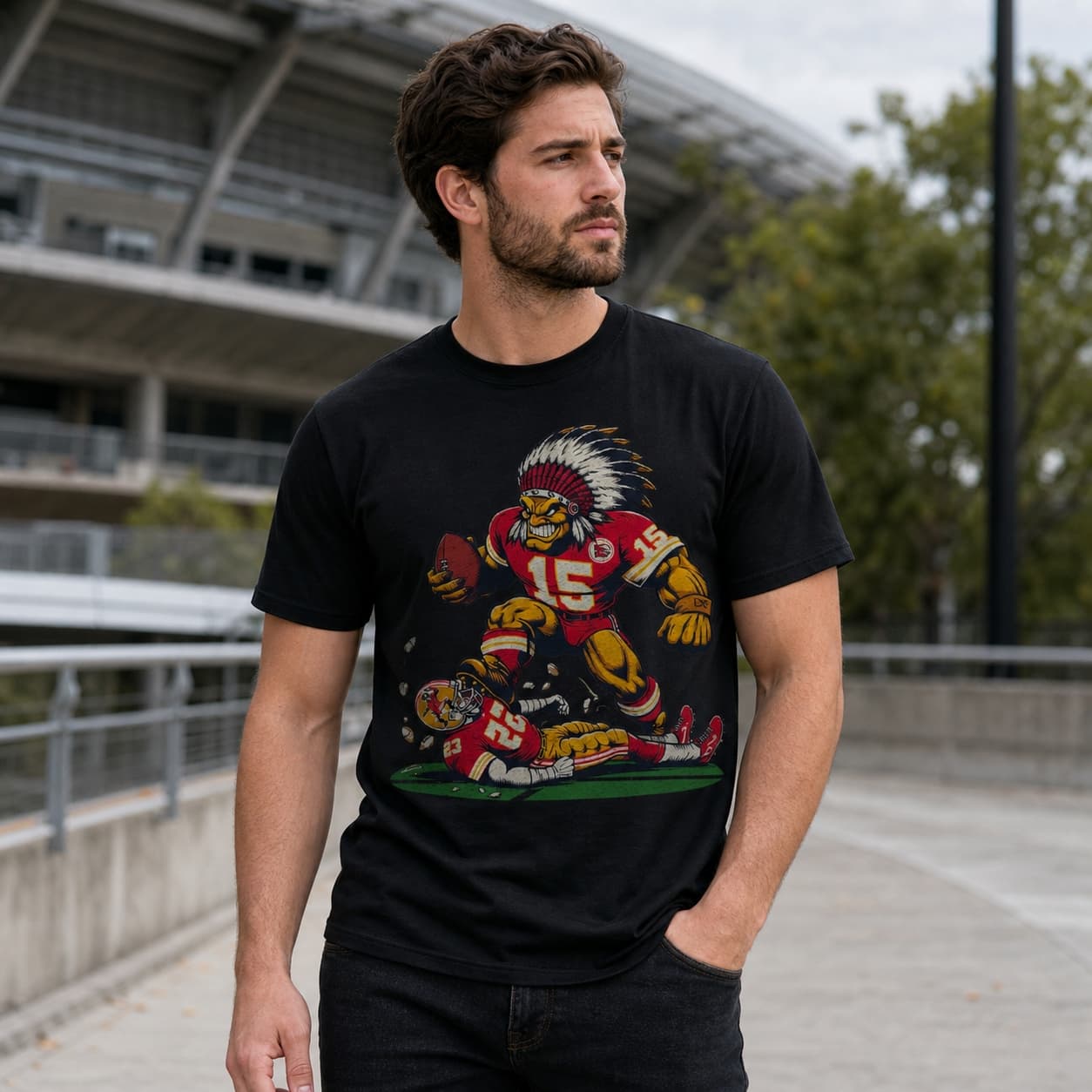 Kansas City Chiefs vs. San Francisco 49ers Retro Rivalry Football Champs Mascot Artwork Shirt