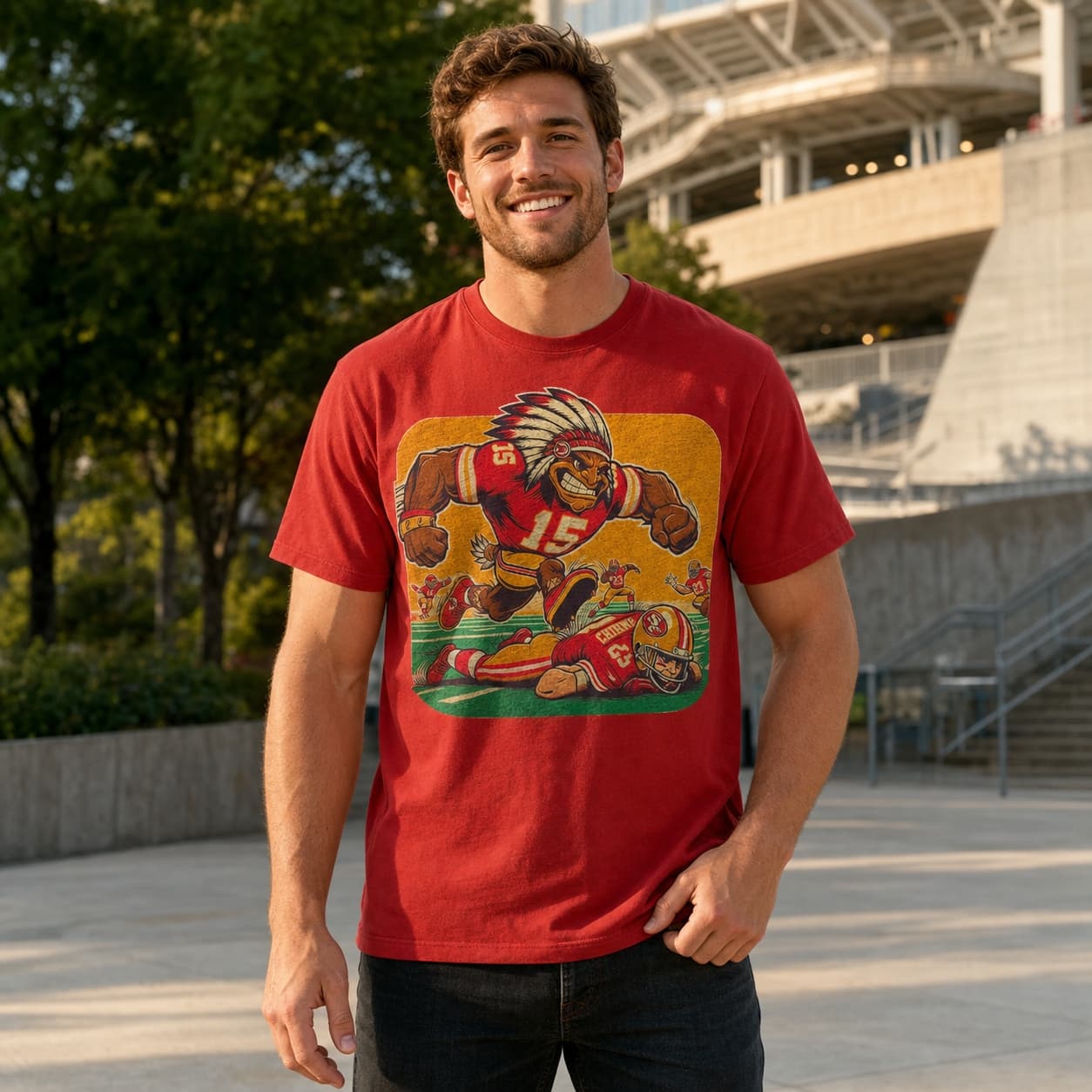 Kansas City Chiefs vs. San Francisco 49ers Retro Rivalry Football Mascot 1989 Artwork Shirt