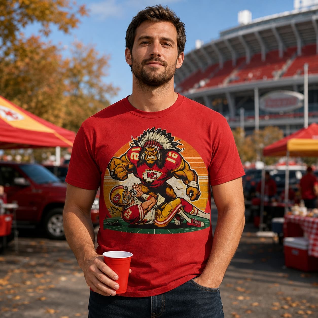 Kansas City Chiefs vs. San Francisco 49ers Retro Rivalry Football Mascot 2004 Artwork Shirt
