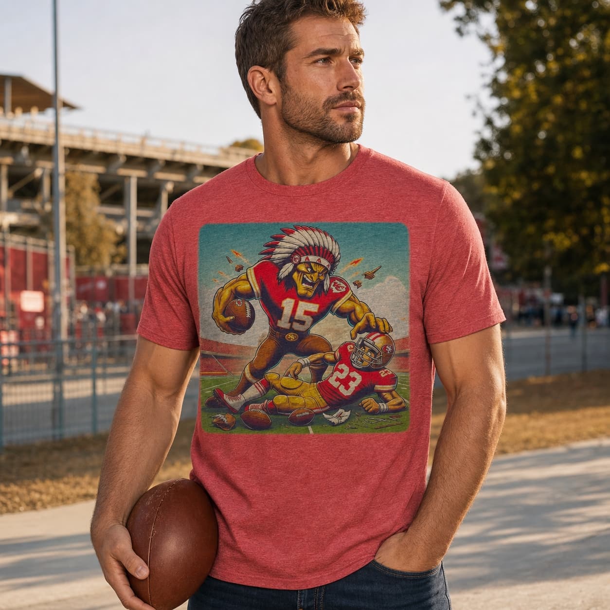 Kansas City Chiefs vs. San Francisco 49ers Retro Rivalry Football Mascot Artwork Shirt