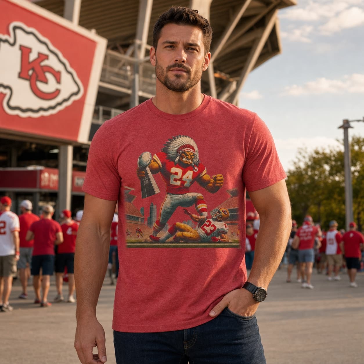 Kansas City Chiefs vs. San Francisco 49ers Retro Rivalry Super Bowl Champs Football Artwork Style 13