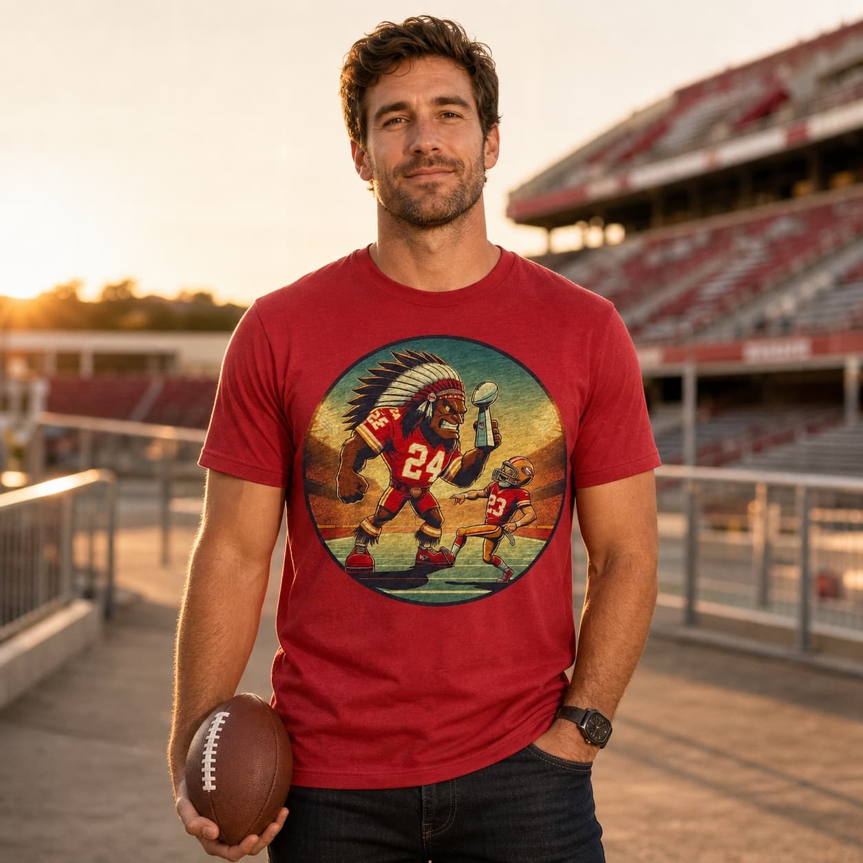 Kansas City Chiefs vs. San Francisco 49ers Retro Rivalry Super Bowl Champs Football Artwork Style 14