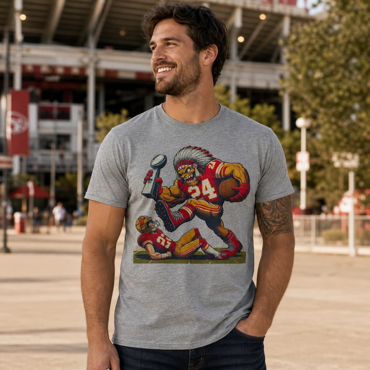 Kansas City Chiefs vs. San Francisco 49ers Retro Rivalry Super Bowl Champs Football Artwork Style 4
