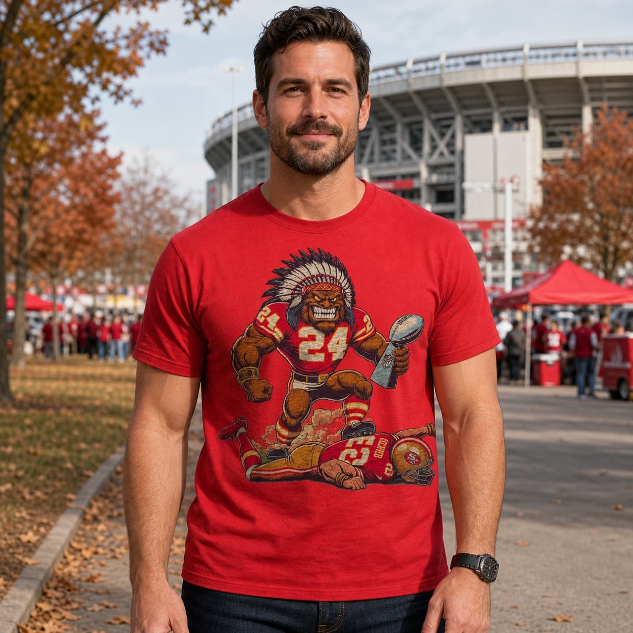 Kansas City Chiefs vs. San Francisco 49ers Retro Rivalry Super Bowl Champs Football Artwork Style 7