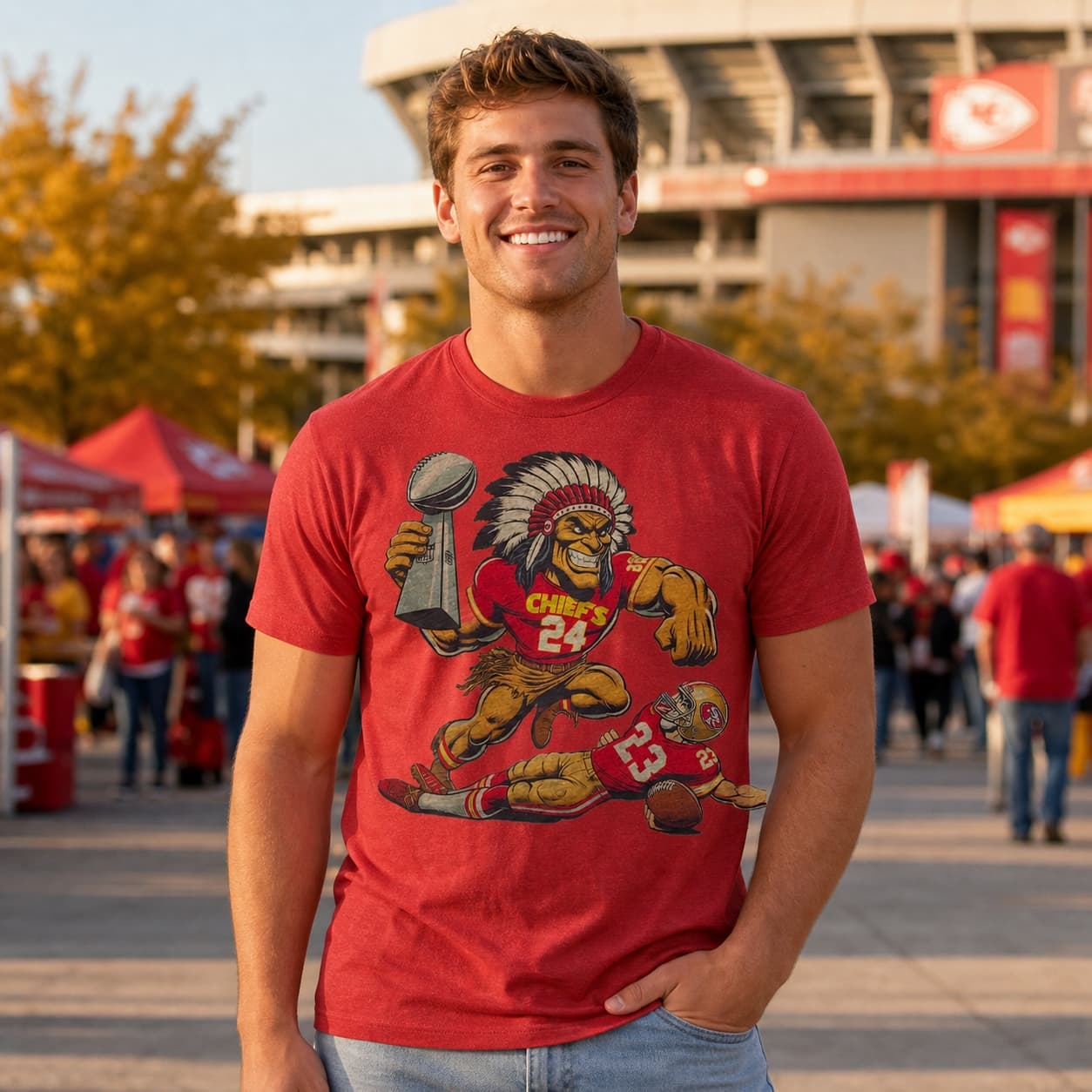 Kansas City Chiefs vs. San Francisco 49ers Retro Rivalry Super Bowl Champs Football Artwork Style 8