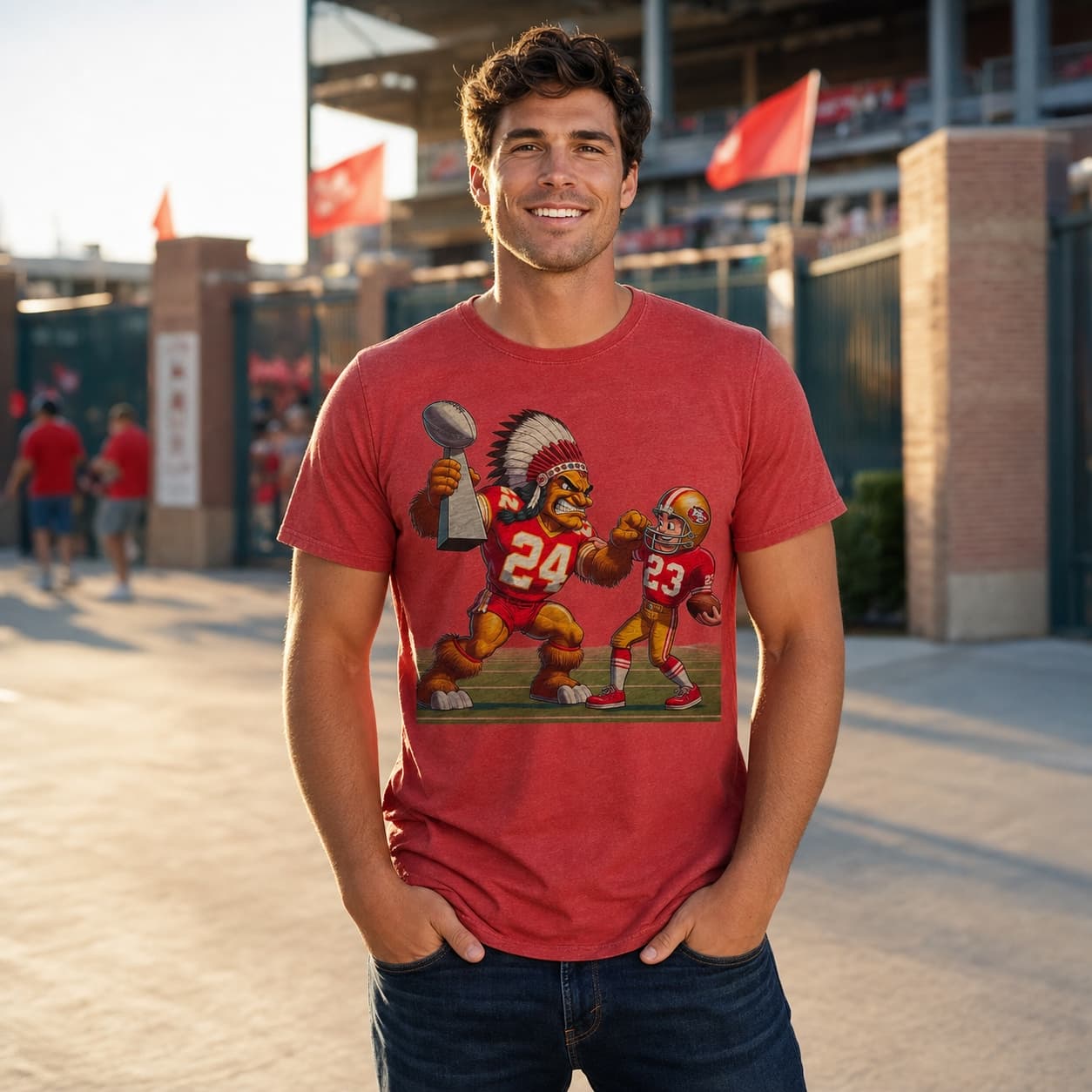 Kansas City Chiefs vs. San Francisco 49ers Retro Rivalry Super Bowl Champs Football Artwork Tee