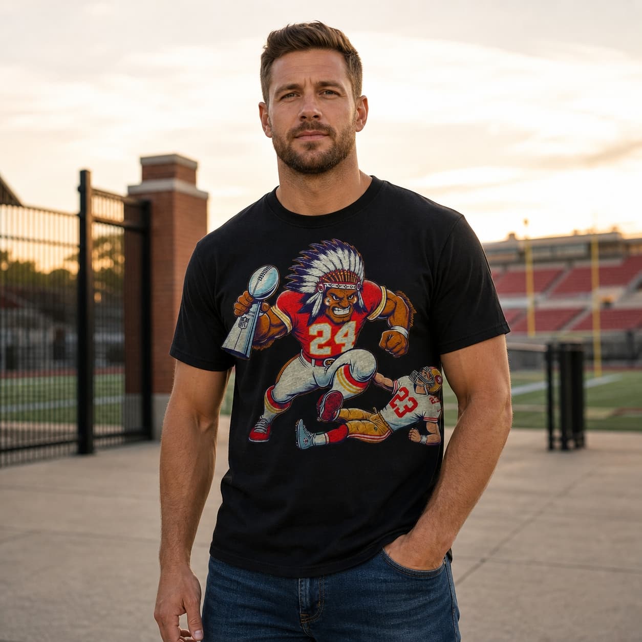 Kansas City Chiefs vs. San Francisco 49ers Retro Rivalry Super Bowl Champs Football Artwork TShirt