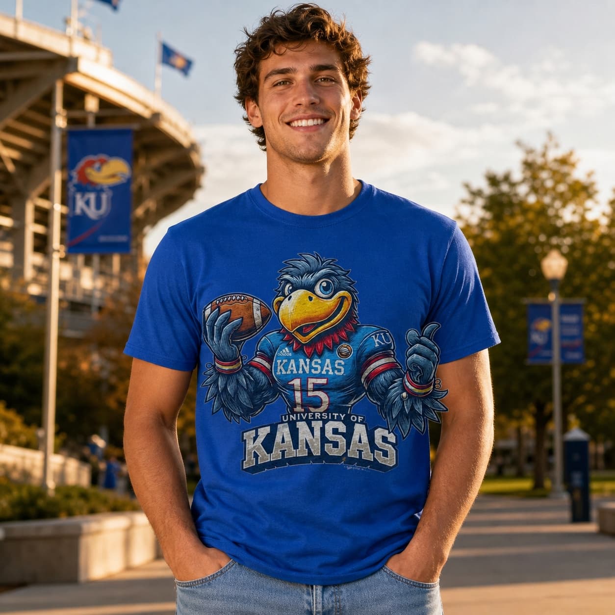 Kansas Jayhawks Exclusive Retro Football Artwork Shirt