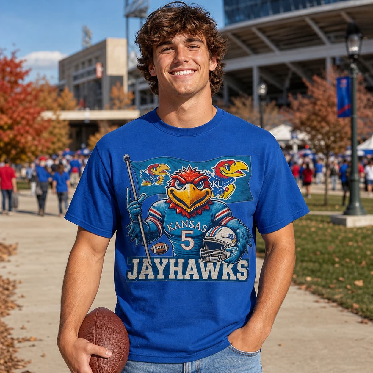 Kansas Jayhawks Exclusive Retro Football Flag Artwork Shirt