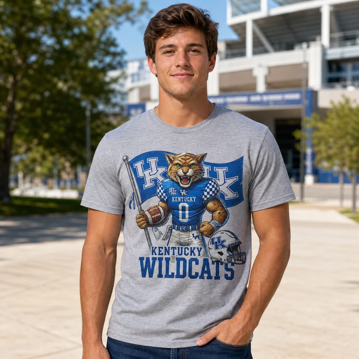 Kentucky Wildcats Exclusive Retro Football Flag Artwork Shirt