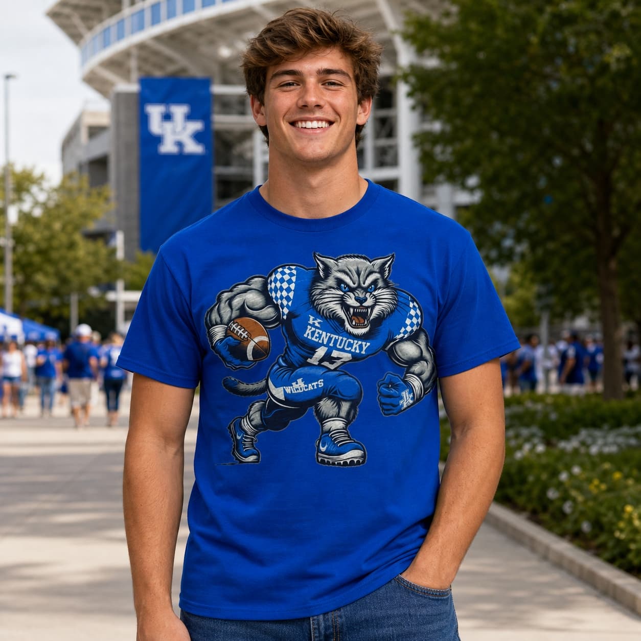 Kentucky Wildcats Exclusive Retro Football Scratch Artwork Shirt