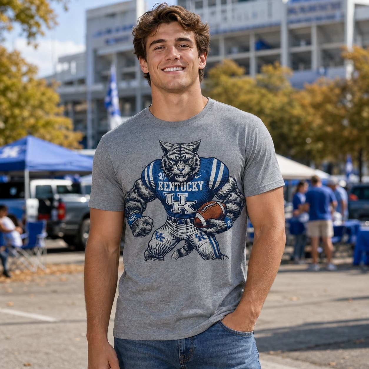 Kentucky Wildcats Exclusive Retro Football UK Artwork Shirt