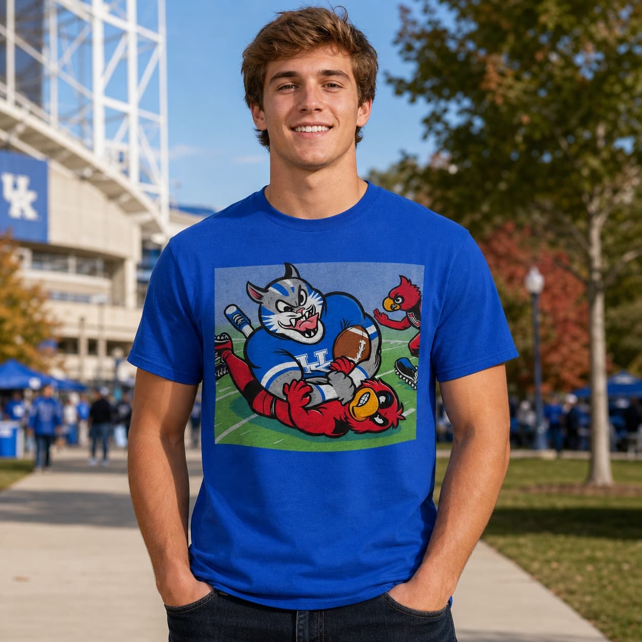 Kentucky Wildcats vs. Louisville Cardinals Retro Rivalry Football Mascot 1985 Artwork Shirt