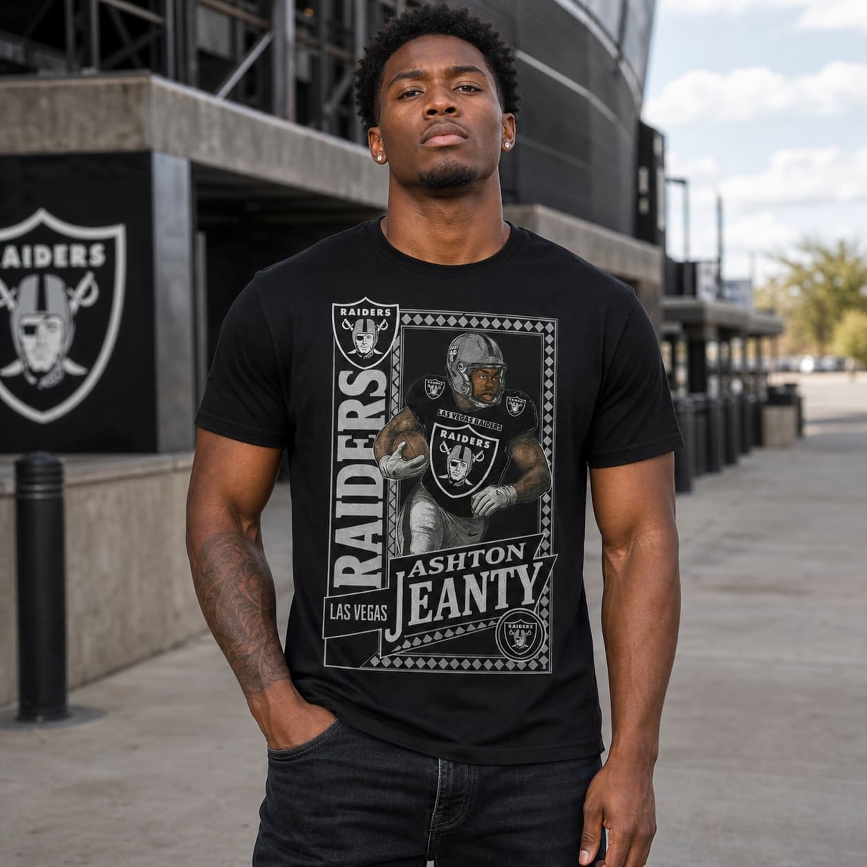 Las Vegas Raiders Ashton Jeanty Exclusive Retro RC Football Artwork Shirt