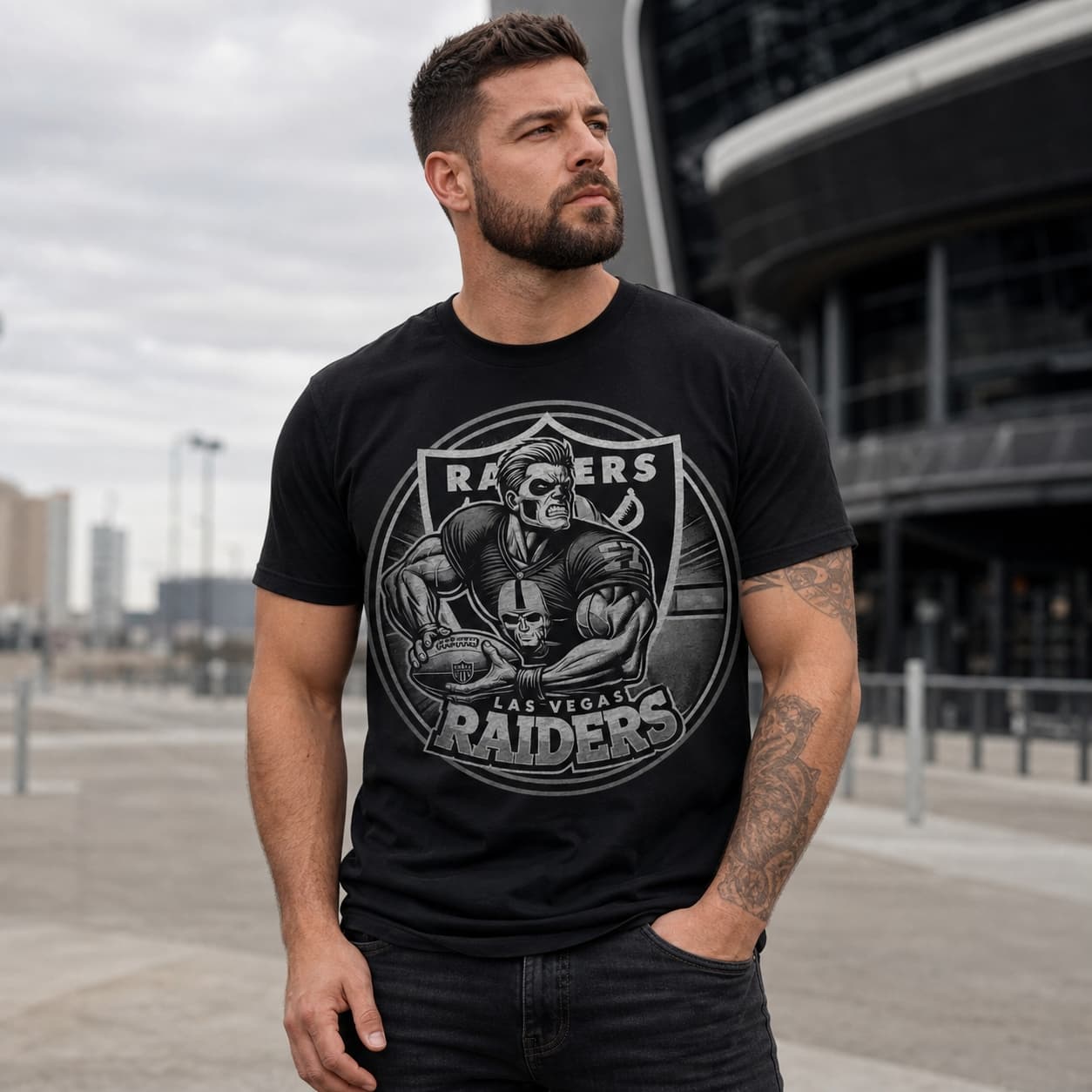 Las Vegas Raiders Exclusive Retro Mascot Football Circle Artwork Shirt