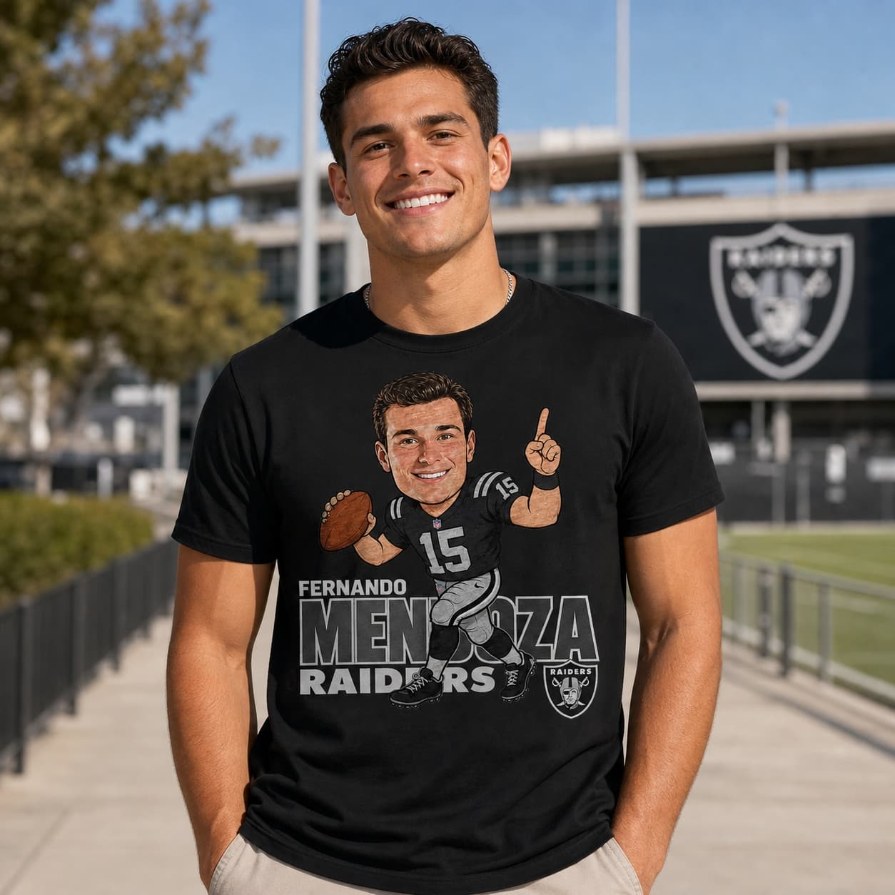 Las Vegas Raiders Fernando Mendoza Football T-Shirt