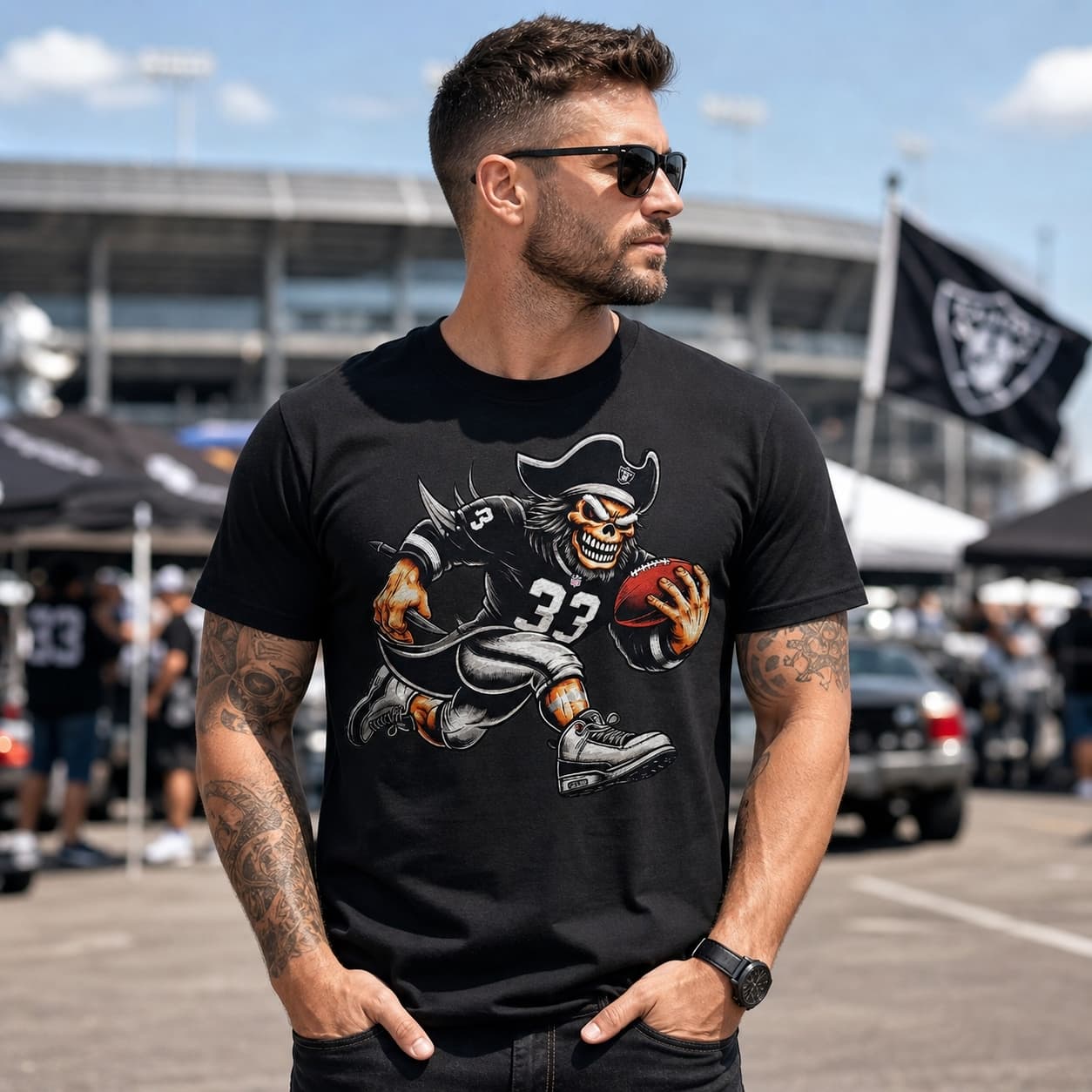 Las Vegas Raiders Retro Football Mascot Artwork Shirt