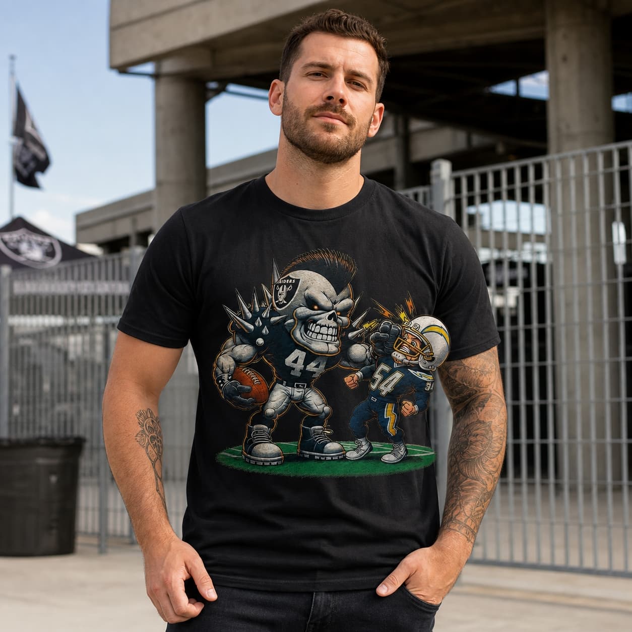 Las Vegas Raiders vs. Los Angeles Chargers Retro Rivalry Football Mascot Artwork Shirt