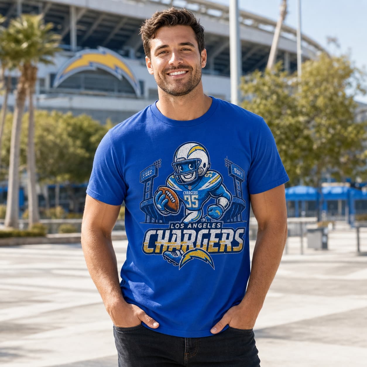 Los Angeles Chargers Exclusive Retro Football Boltman Artwork Shirt