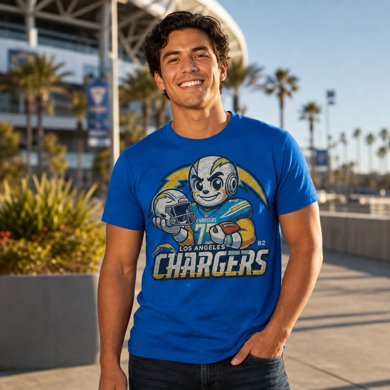 Los Angeles Chargers Exclusive Retro Football Helmet Artwork Shirt