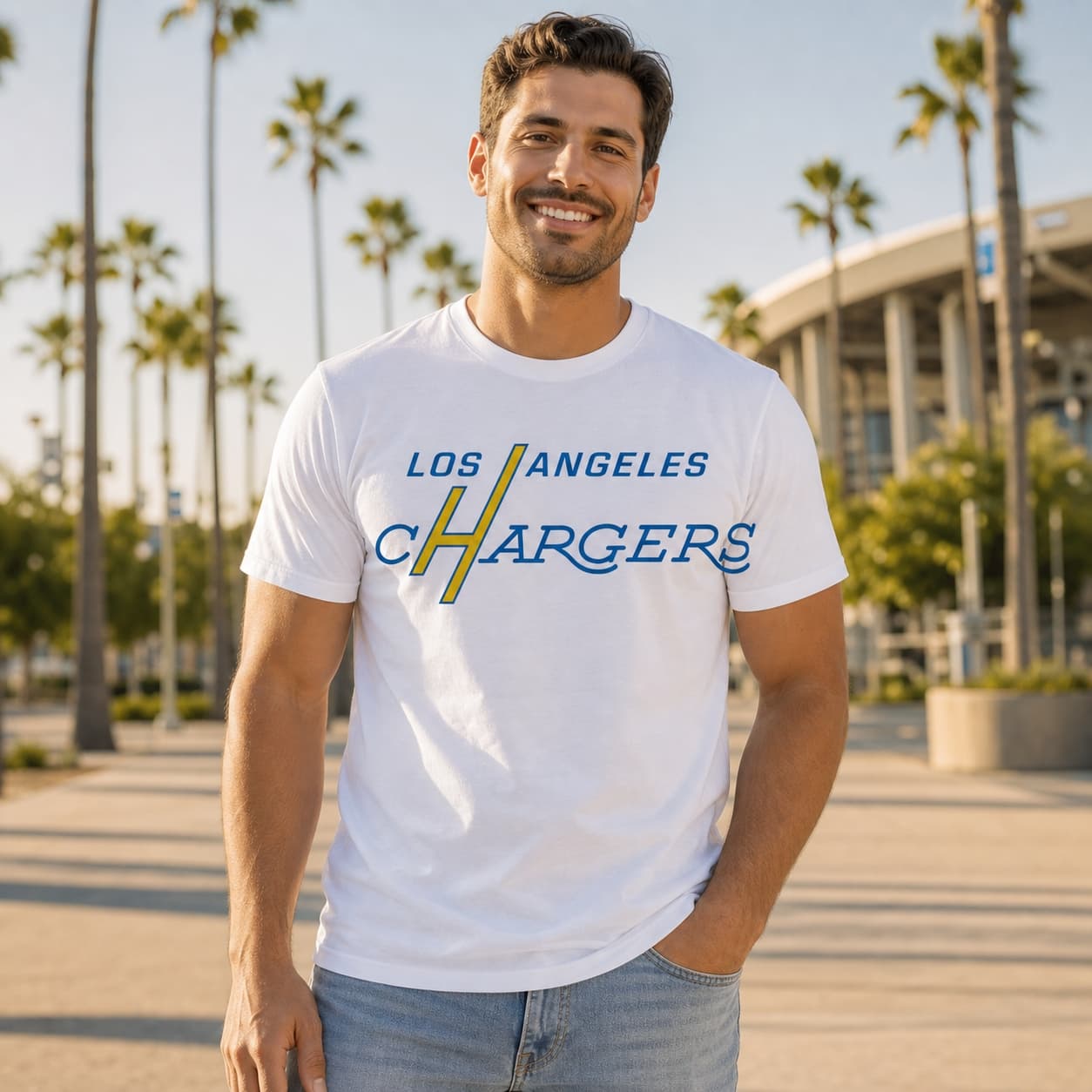 Los Angeles Chargers Retro Football 1960 Artwork Heather T-Shirt