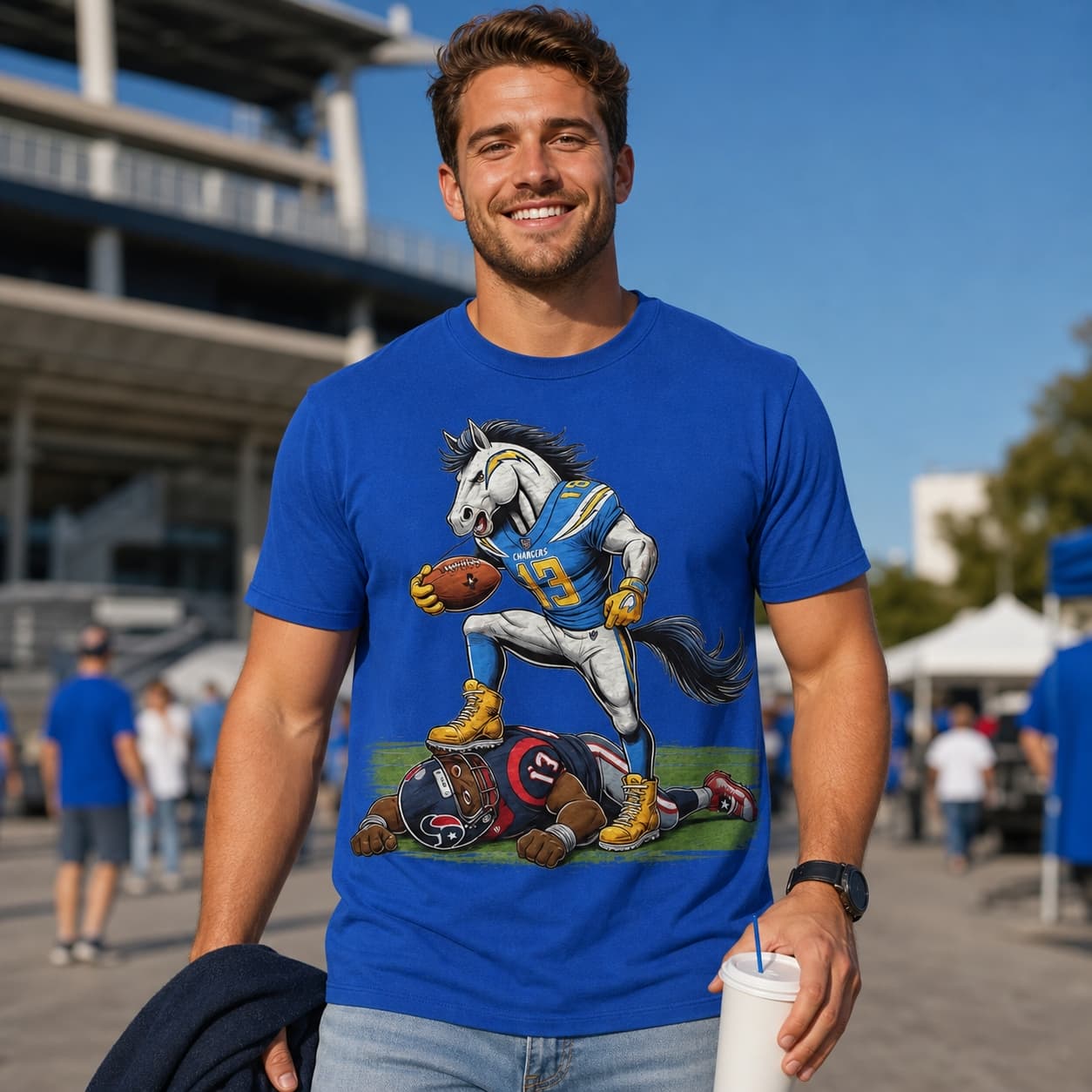 Los Angeles Chargers vs. Houston Texans Exclusive Retro Rivalries Football Stomp Artwork Shirt