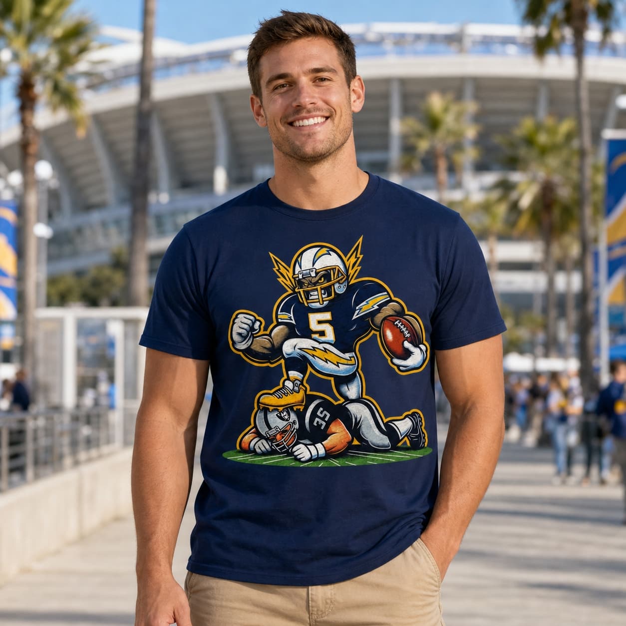 Los Angeles Chargers vs. Las Vegas Raiders Retro Rivalry Crushing Football Artwork Shirt