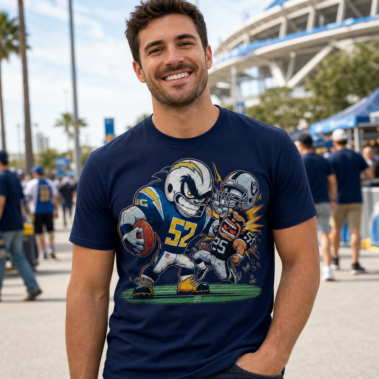 Los Angeles Chargers vs. Las Vegas Raiders Retro Rivalry Football Artwork Shirt