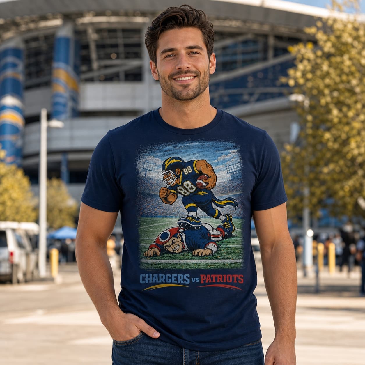Los Angeles Chargers vs. New England Patriots Rivals Football T-Shirt