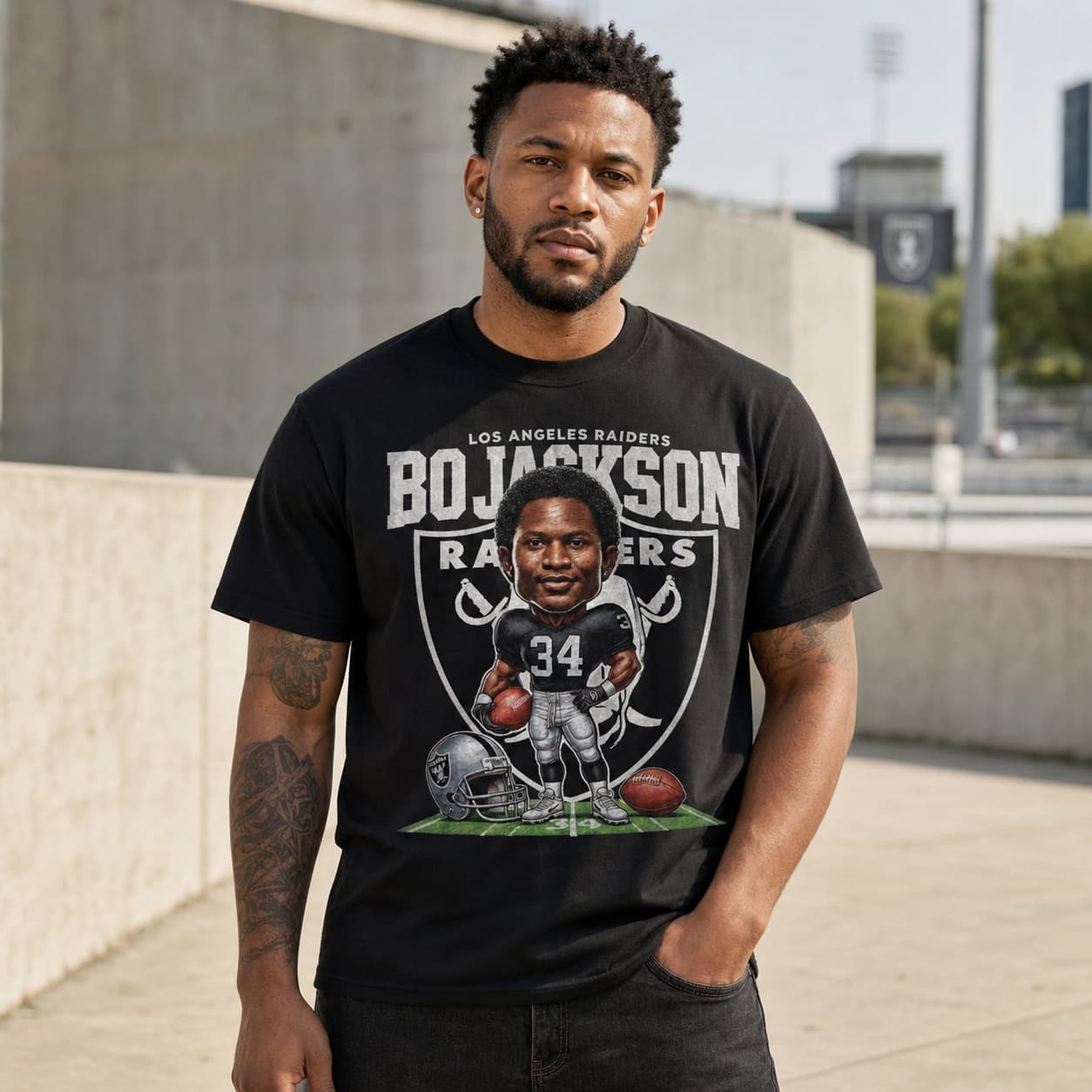 Los Angeles Raiders Bo Jackson Exclusive Retro Football 1987 Artwork Shirt