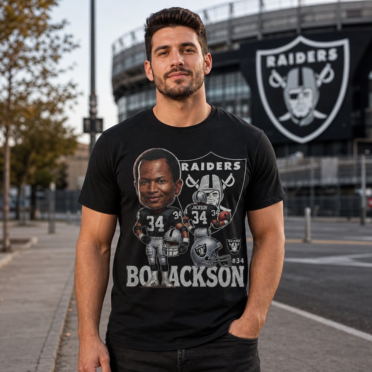 Los Angeles Raiders Bo Jackson Exclusive Retro Football 1988 Artwork Shirt