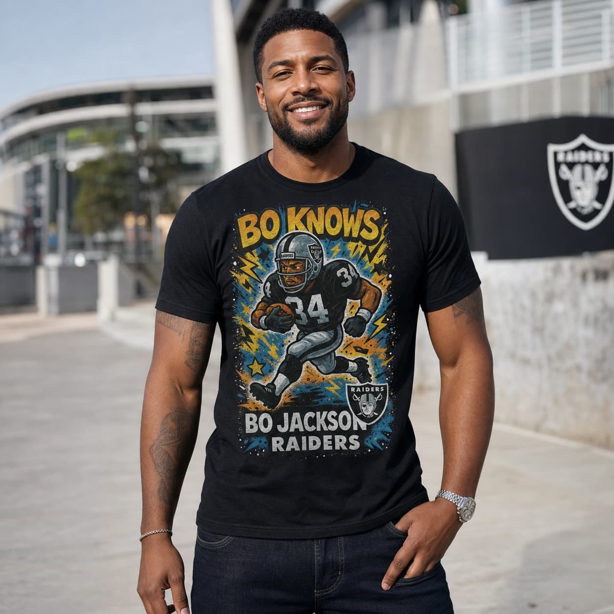 Los Angeles Raiders Bo Jackson Graffiti Bo Knows Retro Football Artwork Shirt