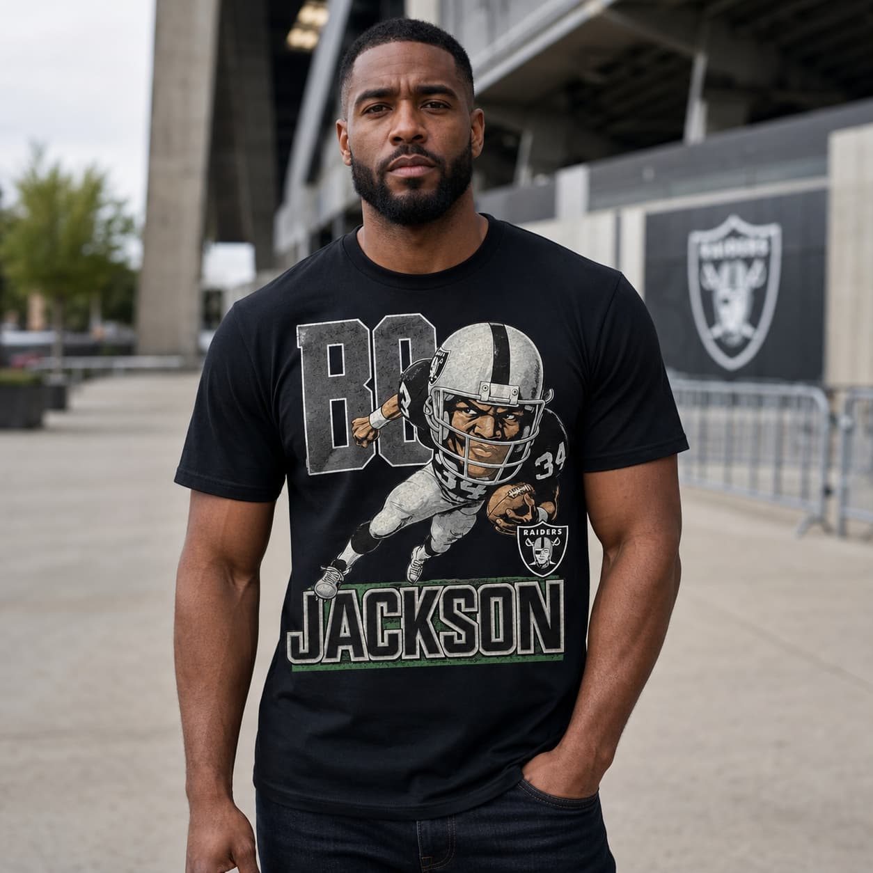 Los Angeles Raiders Bo Jackson Retro Football 1990 Artwork Shirt