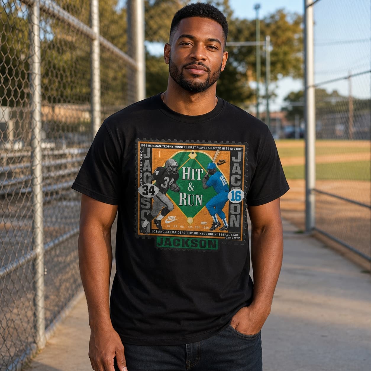 Los Angeles Raiders Kansas City Royals Bo Jackson Retro Hit Run Football Baseball 1990 Artwork Shirt Los Angeles Raiders Kansas City Royals Bo Jackson Retro Hit Run Football Baseball 1990 Artwork Shirt