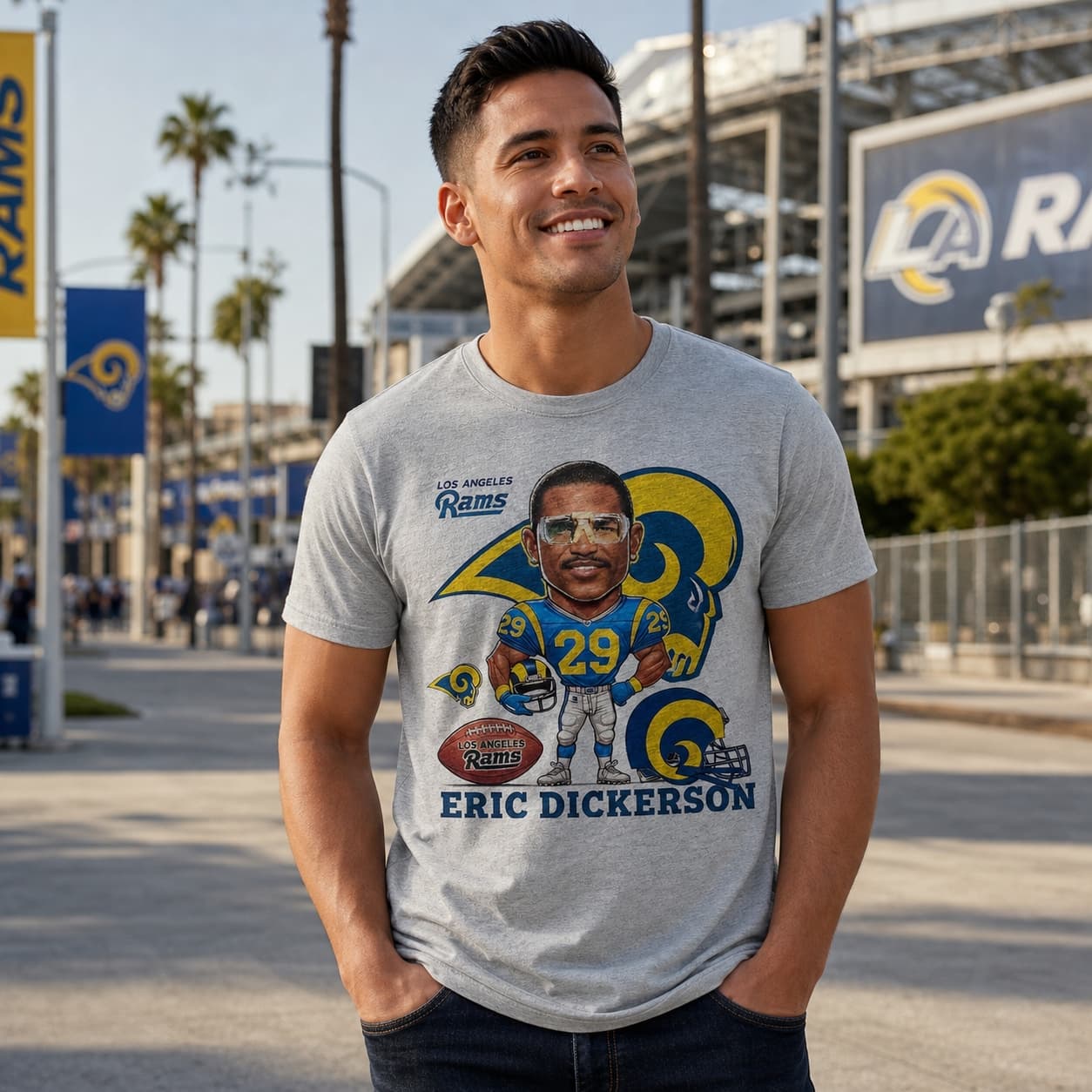 Los Angeles Rams Eric Dickerson Exclusive Retro Football 1984 Artwork Shirt
